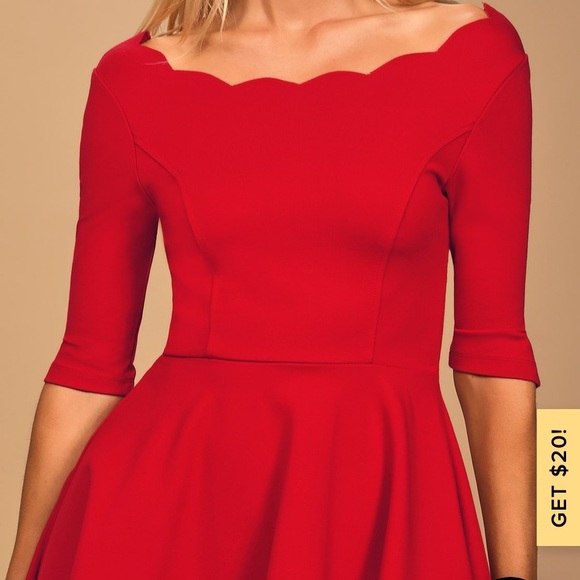 Red Scalloped Skater Dress❤️ - Picture 2 of 5